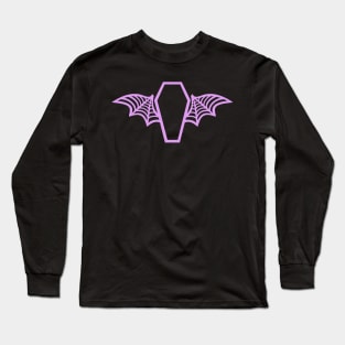 Batwing Coffin - Lavender on Black Long Sleeve T-Shirt